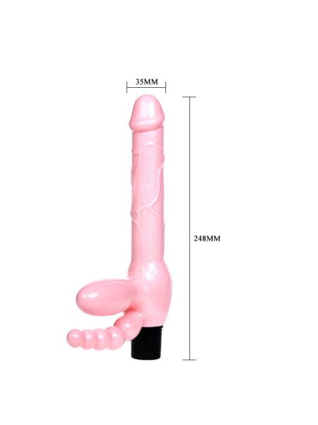 Podwójne dildo z wibracjami stymulacja anusa i pochwy 25 cm - 4