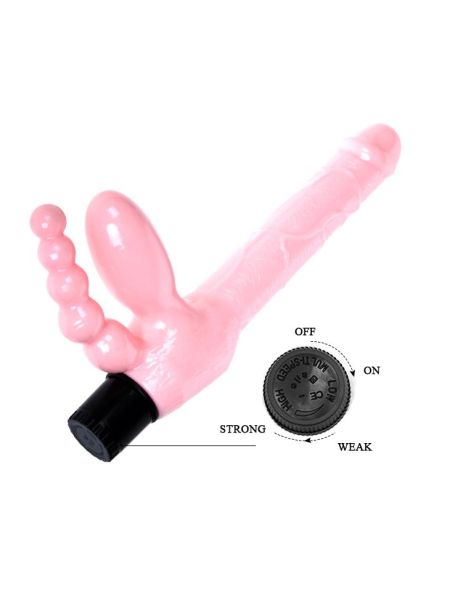 Podwójne dildo z wibracjami stymulacja anusa i pochwy 25 cm - 5