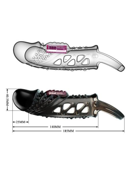 Nakładka na penisa z wibracjami pogrubia i powiększa penisa - 5