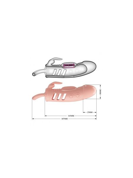 Nakładka na penisa z wibracjami i króliczkiem powiększa i pogrubia - 3