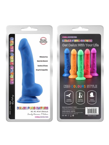 Dildo realistyczne penis naturalne przyssawka 21cm Niebieskie - 2