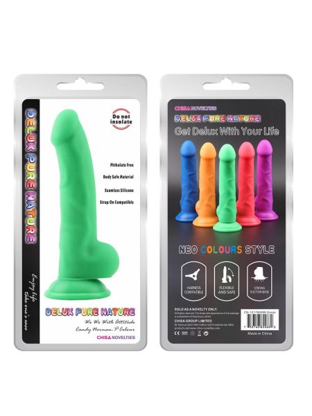 Dildo realistyczne penis naturalne przyssawka 21cm Zielone - 2