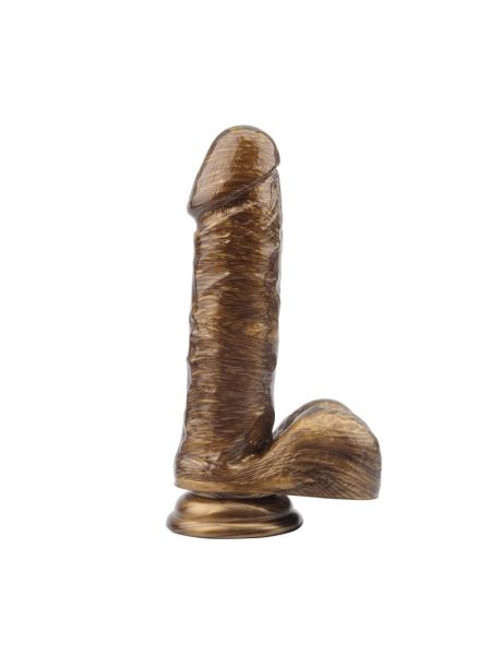 Dildo realistyczne członek jądram przyssawka 19 cm Złoty - 2