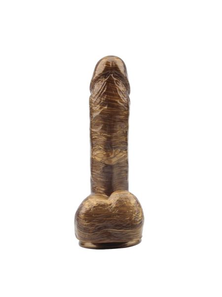 Dildo realistyczne członek jądram przyssawka 19 cm Złoty - 3