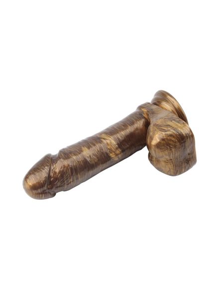 Dildo realistyczne członek jądram przyssawka 19 cm Złoty - 6