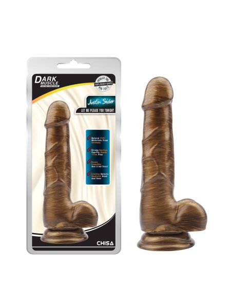 Dildo realistyczne jak penis przyssawka jądra 19cm Złote