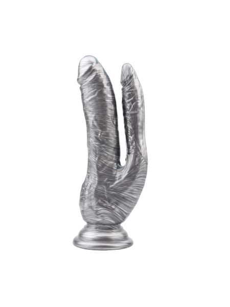 Dildo podwójna penetracja analne waginalne 19cm Srebrne - 2