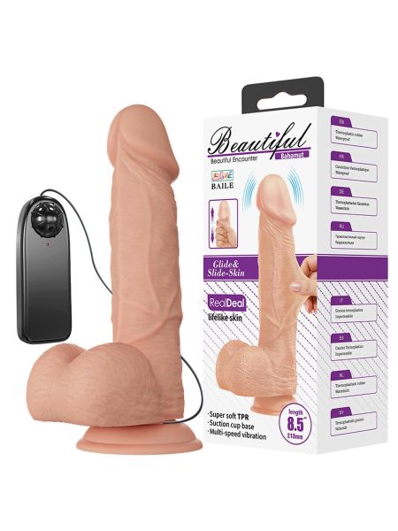 Dildo wibrujący penis z przyssawką 21,8cm