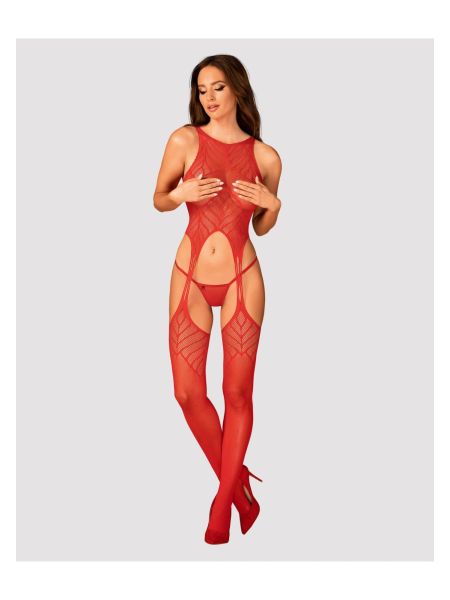 Koronkowe bodystocking erotyczny czerwone  XL/XXL - 4