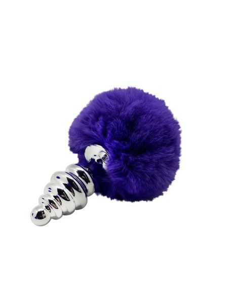 Metalowy ozdobny korek plug analny ogon pompon 7cm