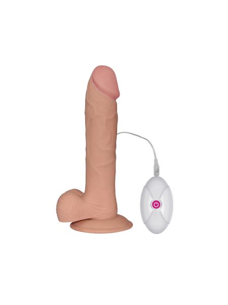 Dildo sztuczny penis eko skóra realistyczne wibracje 22 cm - 2