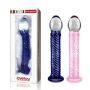 Dildo szklane różowe ze spiralną strukturą 21 cm - 3