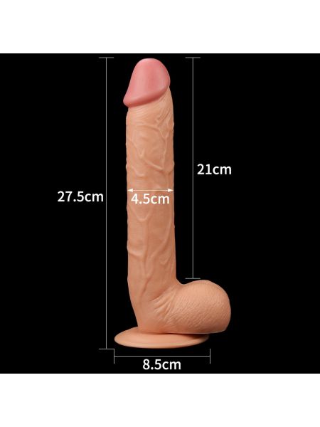 Dildo super giętkie z przyssawką i jądrami 27,5 cm - 8