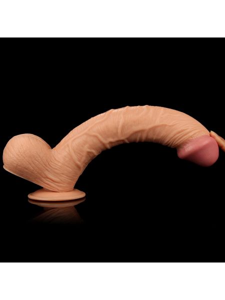 Cieliste dildo lekko zakrzywione z przyssawką 33cm - 6