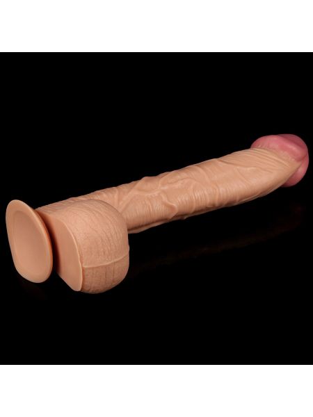 Cieliste dildo lekko zakrzywione z przyssawką 33cm - 8