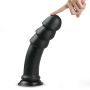 Dildo pofałdowany czarny lateksowy penis z przyssawką 28 cm - 8