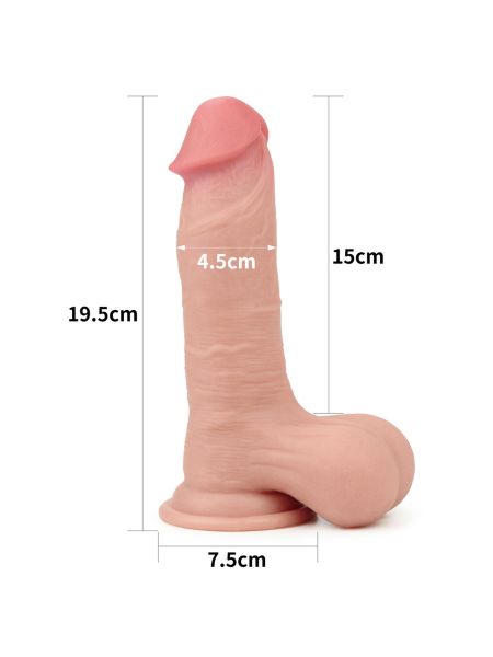 Giętkie grube żylaste dildo z jądrami 19,5 cm - 4