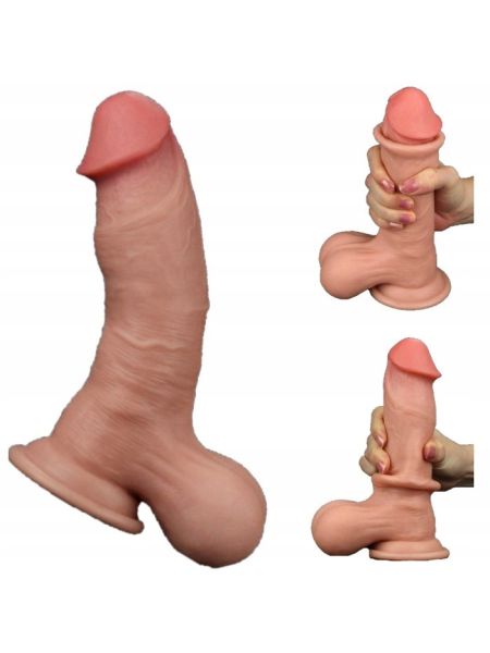 Giętkie grube żylaste dildo z jądrami 19,5 cm - 2