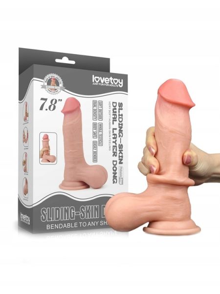 Giętkie grube żylaste dildo z jądrami 19,5 cm