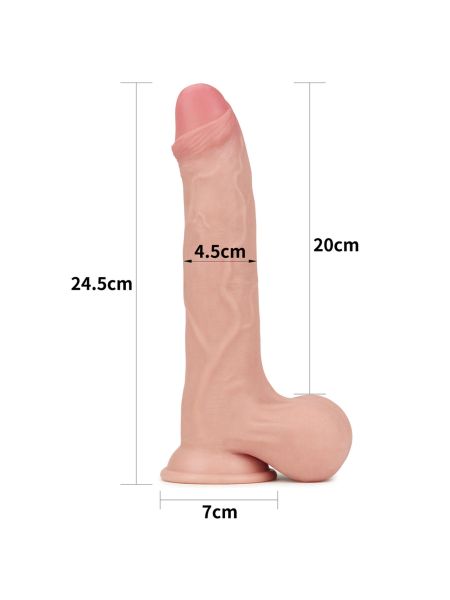 Gumowe duże żylaste dildo z podwójna skórą 24,5 cm - 2