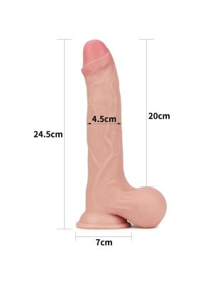 Gumowe duże żylaste dildo z podwójna skórą 24,5 cm - image 2