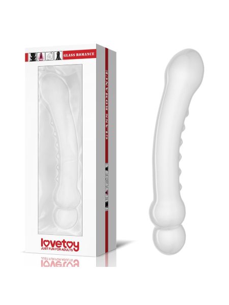 Przezroczyste zakrzywione dildo z wypustkami 17 cm