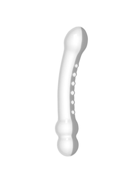 Przezroczyste zakrzywione dildo z wypustkami 17 cm - 2