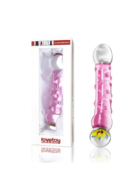 Różowa zakrzywiona zabawka  dildo z wypustkami 17cm