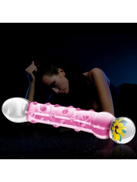 Różowa zakrzywiona zabawka  dildo z wypustkami 17cm - 4