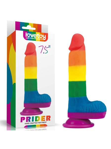 Silikonowe dildo tęczowe giętkie  przyssawka 19,5 cm