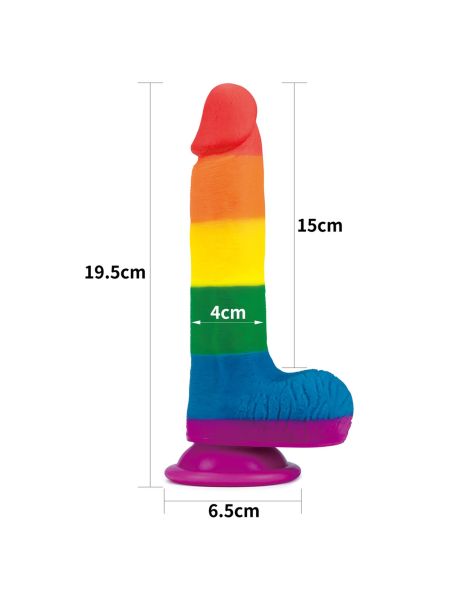 Silikonowe dildo tęczowe giętkie  przyssawka 19,5 cm - 2