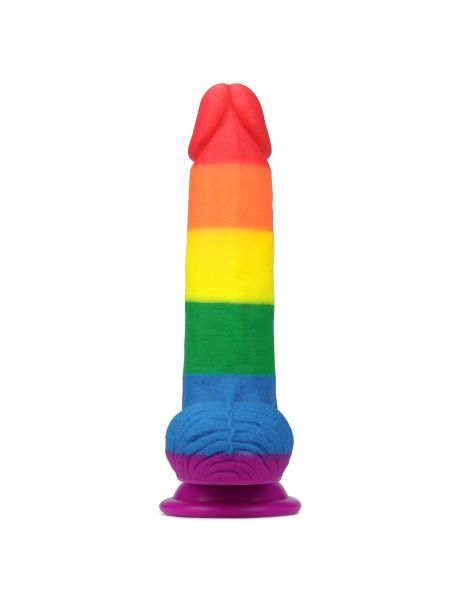 Silikonowe dildo tęczowe giętkie  przyssawka 19,5 cm - 3