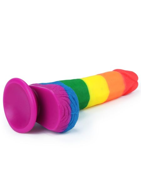 Silikonowe dildo tęczowe giętkie  przyssawka 19,5 cm - 4