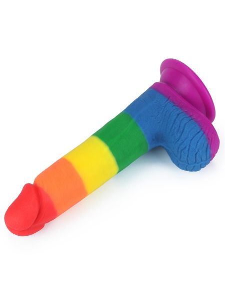 Silikonowe dildo tęczowe giętkie  przyssawka 19,5 cm - 5