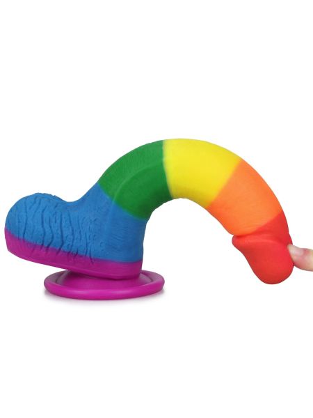 Silikonowe dildo tęczowe giętkie  przyssawka 19,5 cm - 6