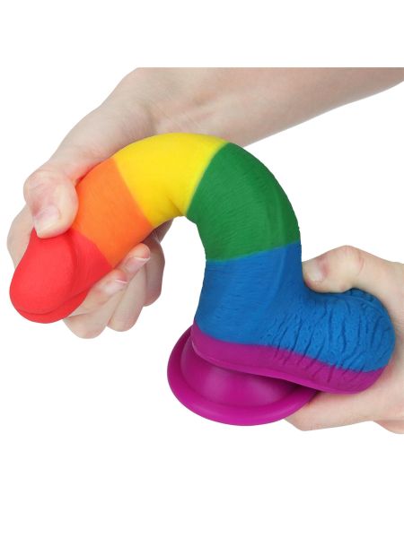 Silikonowe dildo tęczowe giętkie  przyssawka 19,5 cm - 7