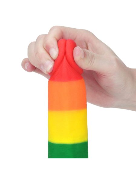 Silikonowe dildo tęczowe giętkie  przyssawka 19,5 cm - 8