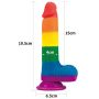 Silikonowe dildo tęczowe giętkie  przyssawka 19,5 cm - 3