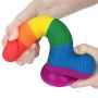 Silikonowe dildo tęczowe giętkie  przyssawka 19,5 cm - 8