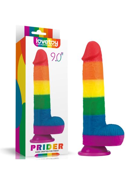 Elastyczne dildo tęczowe  z przyssawką 22,5 cm