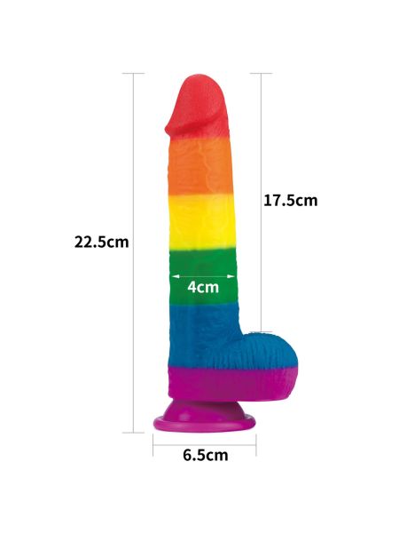 Elastyczne dildo tęczowe  z przyssawką 22,5 cm - 2