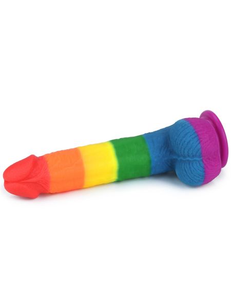 Elastyczne dildo tęczowe  z przyssawką 22,5 cm - 7