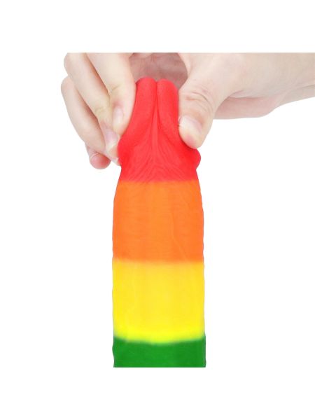 Elastyczne dildo tęczowe  z przyssawką 22,5 cm - 8