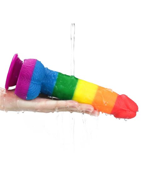 Elastyczne dildo tęczowe  z przyssawką 22,5 cm - 11