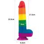 Elastyczne dildo tęczowe  z przyssawką 22,5 cm - 3