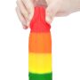 Elastyczne dildo tęczowe  z przyssawką 22,5 cm - 9