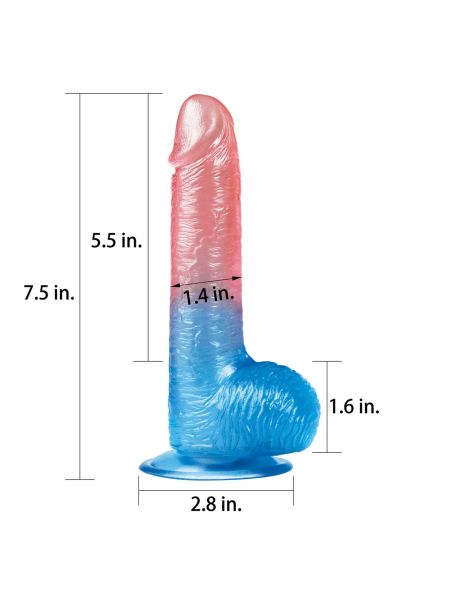 Gumowe dildo z przyssawką dwukolorowe silikonowe - 2