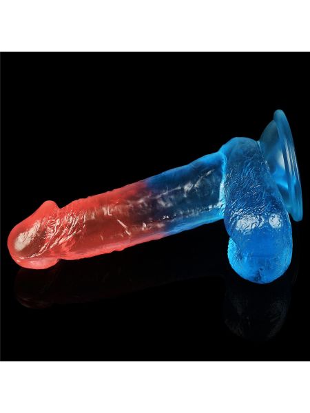 Penis dildo na przyssawce gumowy żylasty dwa kolory - 3