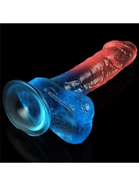 Penis dildo na przyssawce gumowy żylasty dwa kolory - 4