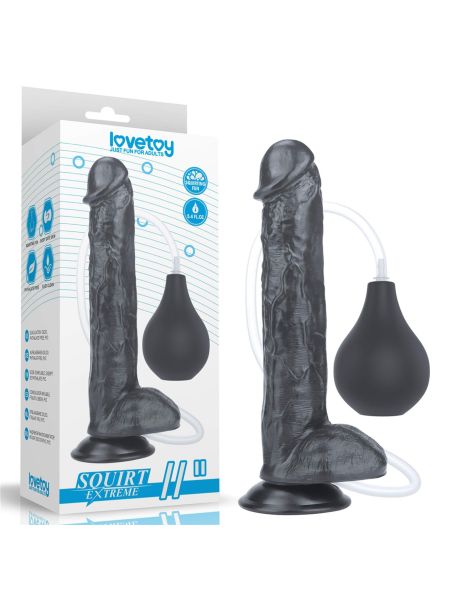 Żylaste czarne dildo przyssawka i wytrysk 28 cm